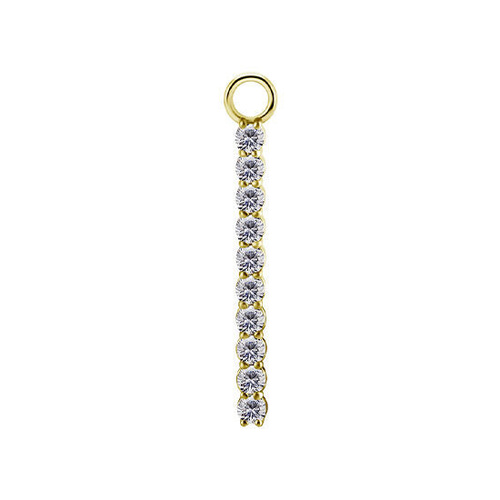 Gold Titanium 10 Stones Premium Zirconia Bar Jewellery Charm