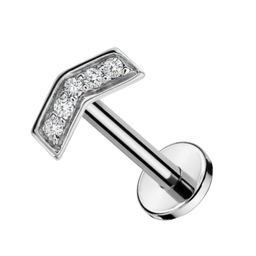 Titanium - Arrow - Cubic Zirconia - Threadless Labret